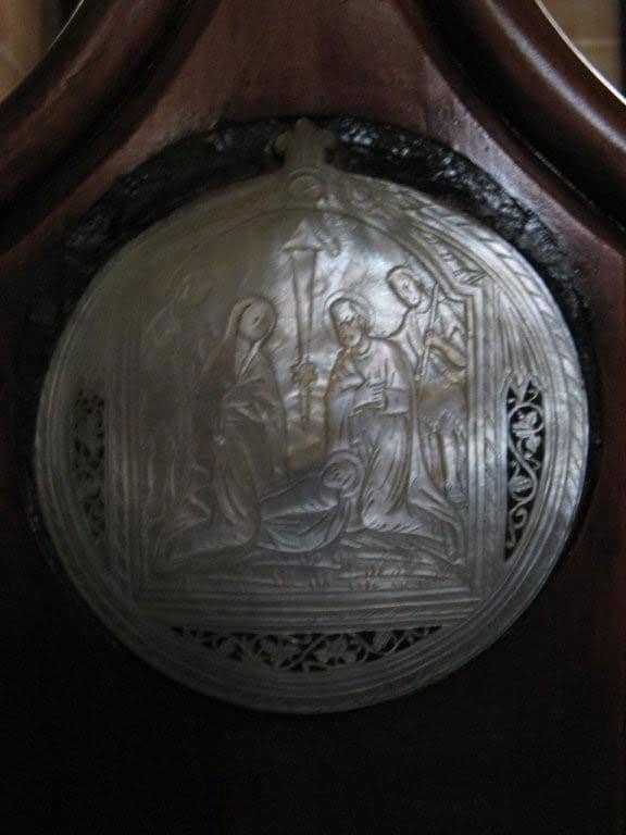 Unusual carving in the pews at St. Barnabas, Norfolk Island Photo by Barry and Heather Minton