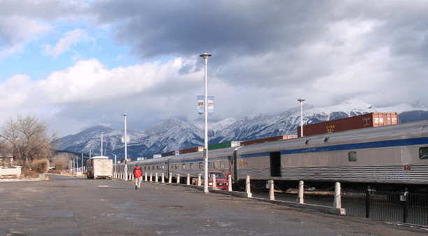 Via Rail Passenger train in Jasper BC
